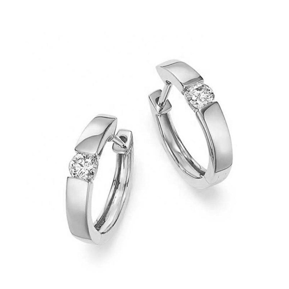 Dainty Jeweled Huggie Hoop Earrings Sterling Silver